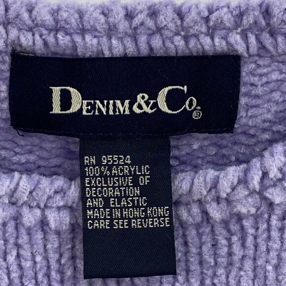 Denim & Co Pullover Sweater Purple Long Sleeve Soft Round Neck Women's Sz S - Picture 7 of 8